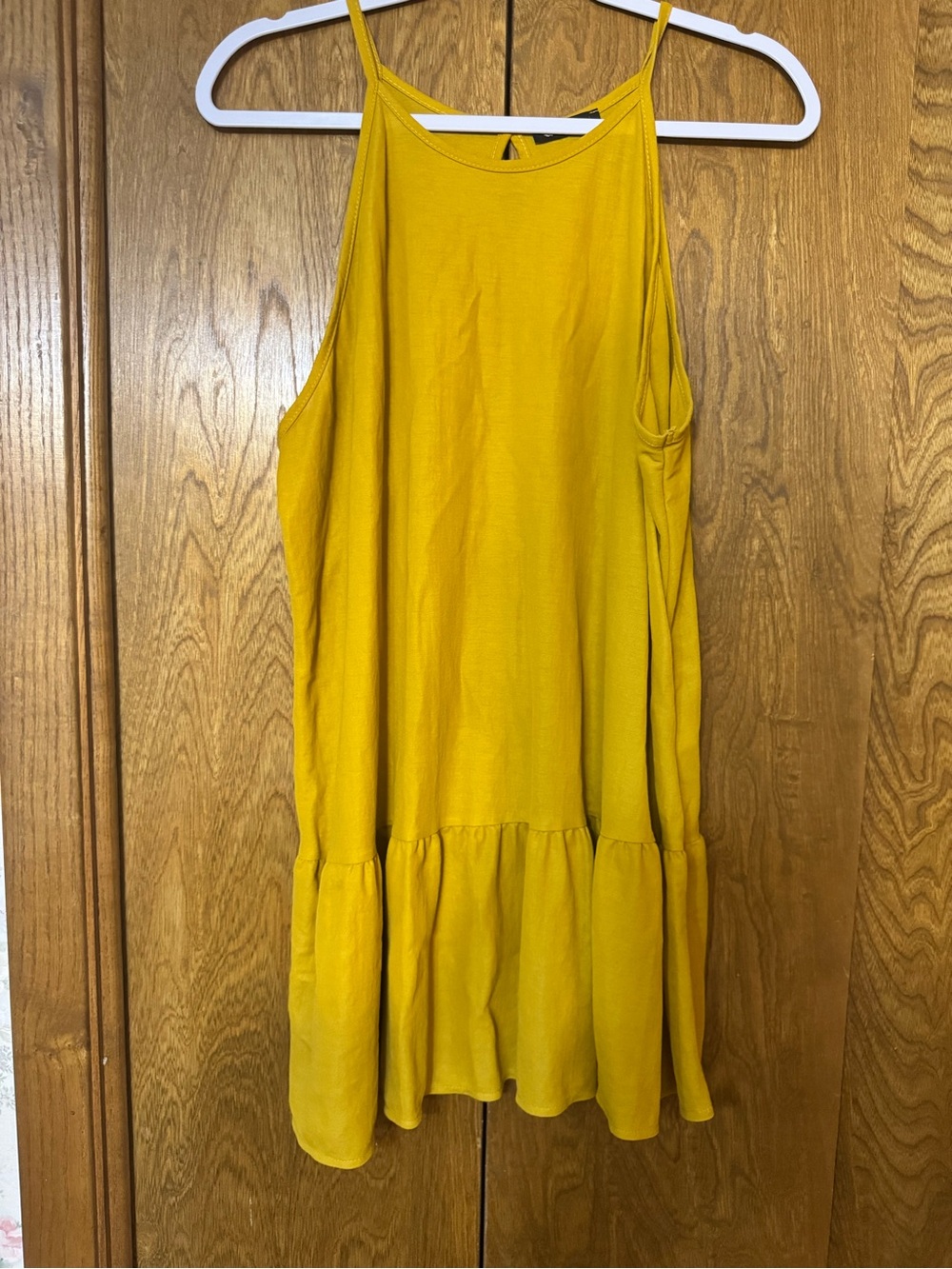 Sleeveless Yellow Ruffle-Hem Dress - Women's